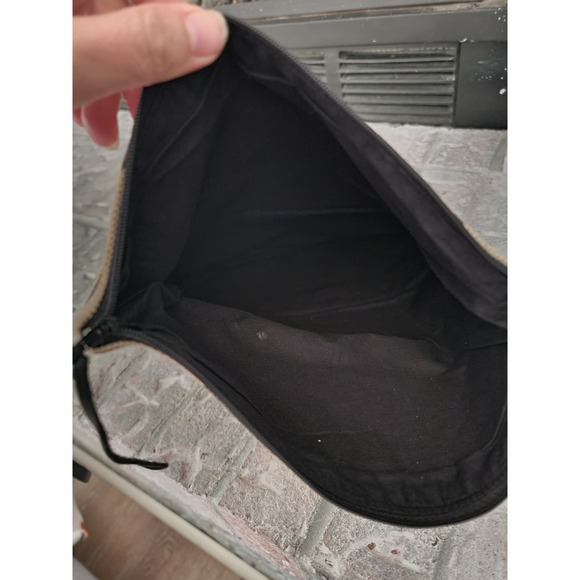 Boho Foldover clutch purse, Canvas and leather, Geometry, Triangles - Picture 7 of 7